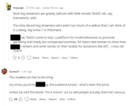 A popular thought around the internet is that streamers like Miz are simply just very greedy (Image via LivestreamFails/Reddit)
